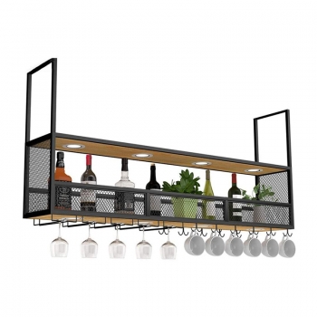 Фото подвесная полка для винных бутылок в стиле лофт